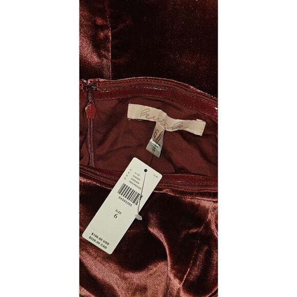 NWT ANTHROPOLOGIE Hutch Long-Sleeve Square-Neck Mini Dress $198 SIZE 6 RED - Picture 4 of 4